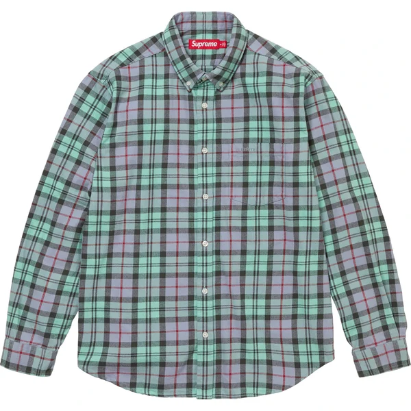 Supreme Plaid Flannel Shirt - Blue (front)