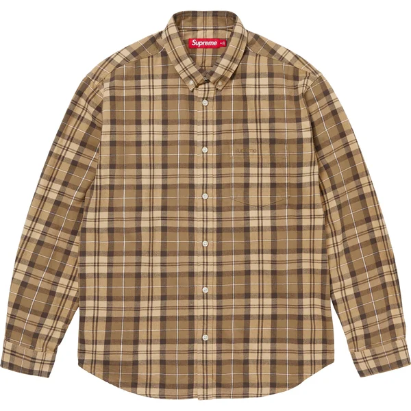 Supreme Plaid Flannel Shirt - Tan (front)