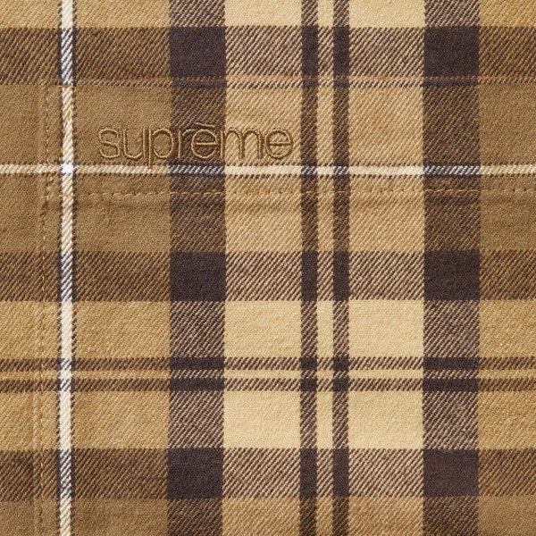 Supreme Plaid Flannel Shirt - Tan (front)