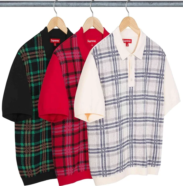 Supreme Plaid Knit S/S Polo - Product Image