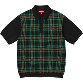 Supreme Plaid Knit S/S Polo Black