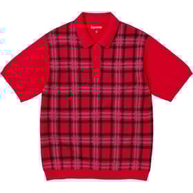 Supreme Plaid Knit S/S Polo Red