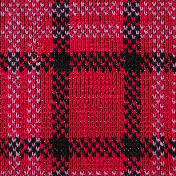 Supreme Plaid Knit S/S Polo - Red (front)