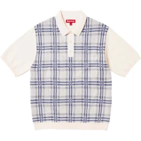 Supreme Plaid Knit S/S Polo White