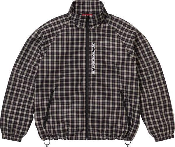 Supreme Plaid Track Jacket - Black (front)