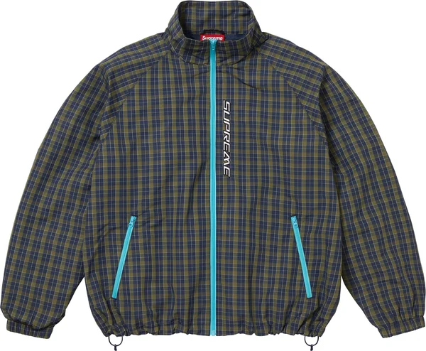 Supreme Plaid Track Jacket - Navy (front)