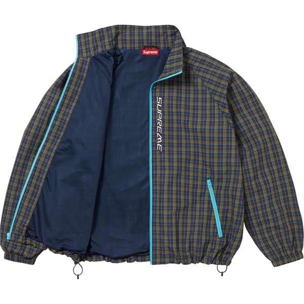Supreme Plaid Track Jacket - Navy (front)