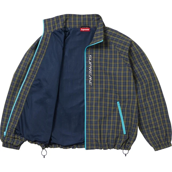 Supreme Plaid Track Jacket - Navy (front)