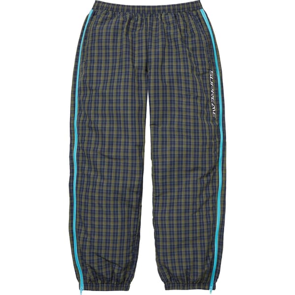 Supreme Plaid Warm Up Pant - Navy (front)