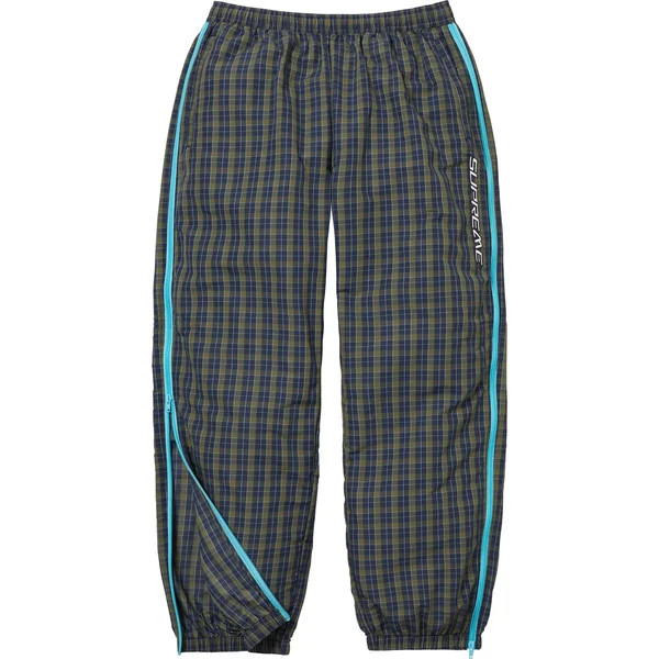 Supreme Plaid Warm Up Pant - Navy (front)