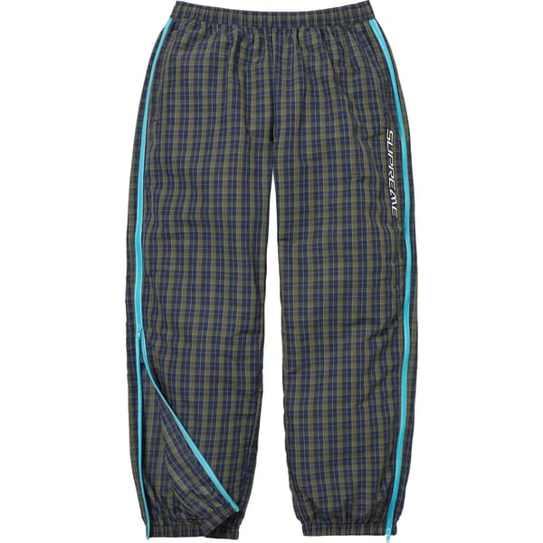 Supreme Plaid Warm Up Pant - Navy (front)