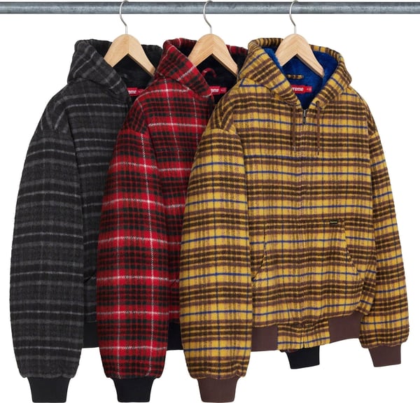 Supreme Plaid Wool Hooded Work Jacket - Product Image