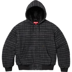 Supreme Plaid Wool Hooded Work Jacket Black