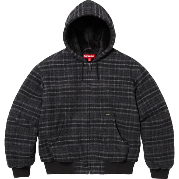 Supreme Plaid Wool Hooded Work Jacket - Black (front)