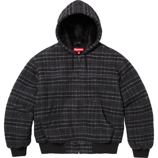 Supreme Plaid Wool Hooded Work Jacket - Black (front)
