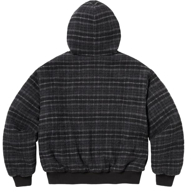 Supreme Plaid Wool Hooded Work Jacket - Black (front)