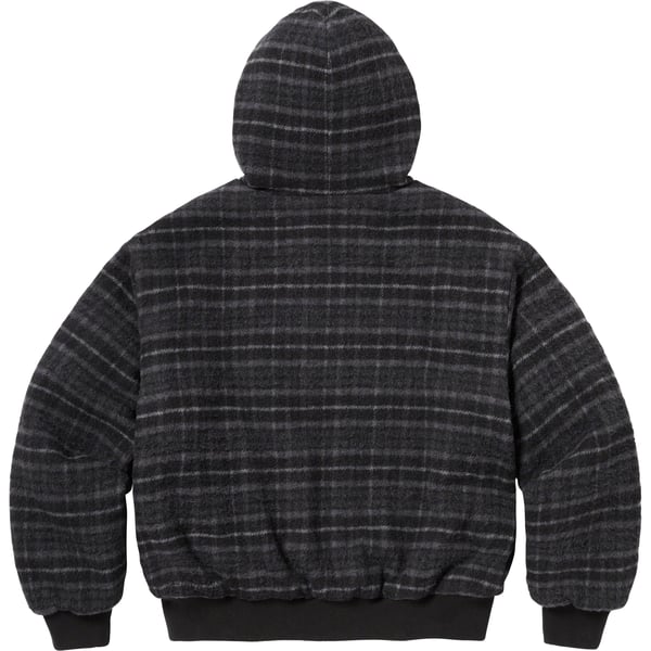 Supreme Plaid Wool Hooded Work Jacket - Black (front)
