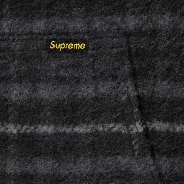 Supreme Plaid Wool Hooded Work Jacket - Black (front)