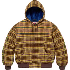Supreme Plaid Wool Hooded Work Jacket Brown