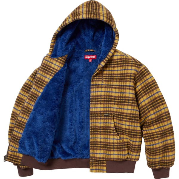 Supreme Plaid Wool Hooded Work Jacket - Brown (front)