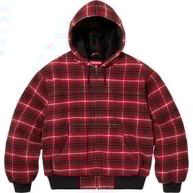 Supreme Plaid Wool Hooded Work Jacket Red