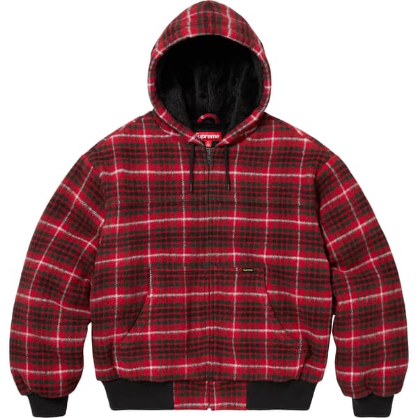 Supreme Plaid Wool Hooded Work Jacket - Red (front)