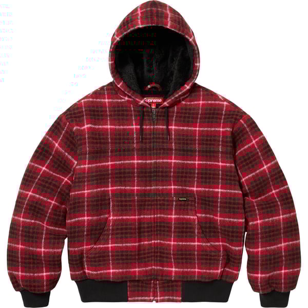 Supreme Plaid Wool Hooded Work Jacket - Red (front)
