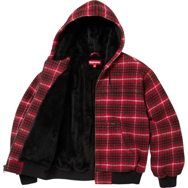 Supreme Plaid Wool Hooded Work Jacket - Red (front)