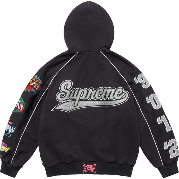Supreme Playoffs Zip Up Hooded Sweatshirt - Black (front)