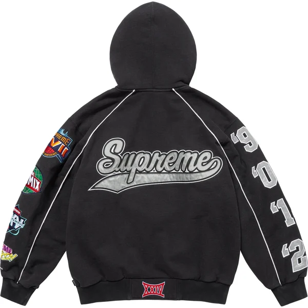 Supreme Playoffs Zip Up Hooded Sweatshirt - Black (front)