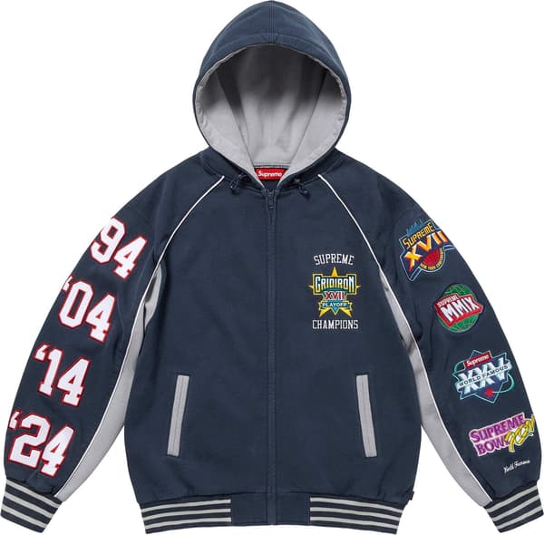 Supreme Playoffs Zip Up Hooded Sweatshirt - Navy (front)