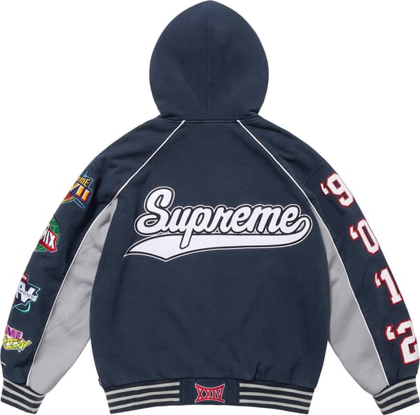 Supreme Playoffs Zip Up Hooded Sweatshirt - Navy (front)