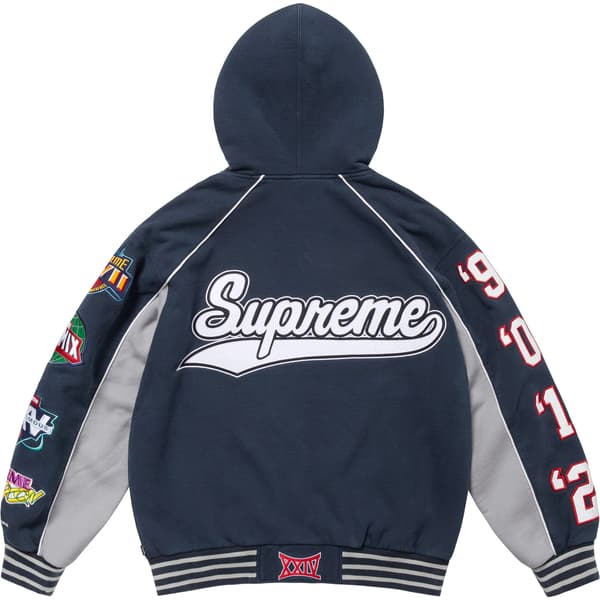 Supreme Playoffs Zip Up Hooded Sweatshirt - Navy (front)