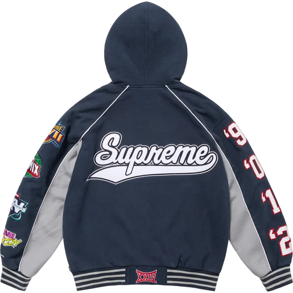 Supreme Playoffs Zip Up Hooded Sweatshirt - Navy (front)