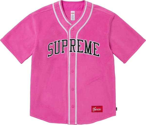Supreme Polartec Baseball Jersey - Pink (front)