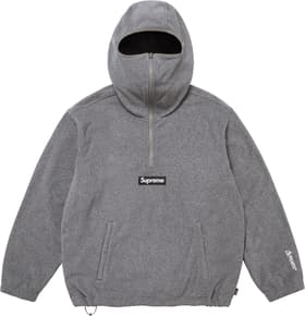 Supreme Polartec Face Mask Half Zip Hooded Sweatshirt Grey