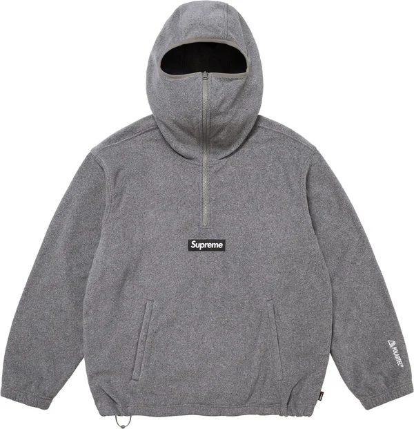 Supreme Polartec Face Mask Half Zip Hooded Sweatshirt - Grey (front)