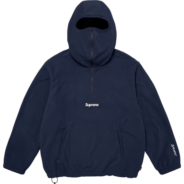 Supreme Polartec Face Mask Half Zip Hooded Sweatshirt - Navy (front)
