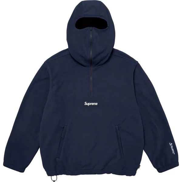 Supreme Polartec Face Mask Half Zip Hooded Sweatshirt - Navy (front)