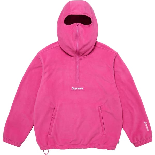 Supreme Polartec Face Mask Half Zip Hooded Sweatshirt - Pink (front)