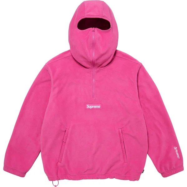 Supreme Polartec Face Mask Half Zip Hooded Sweatshirt - Pink (front)