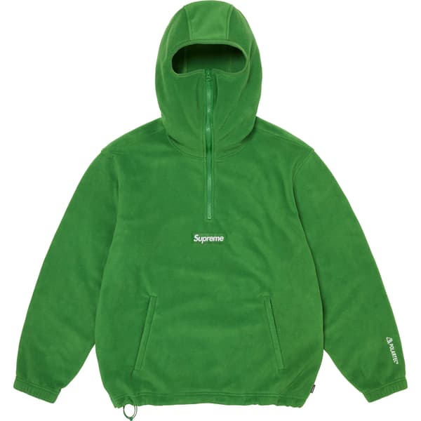 Supreme Polartec Facemask Half Zip Hooded Sweatshirt - Green (front)