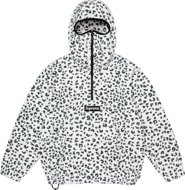 Supreme Polartec Facemask Half Zip Hooded Sweatshirt - Leopard (front)