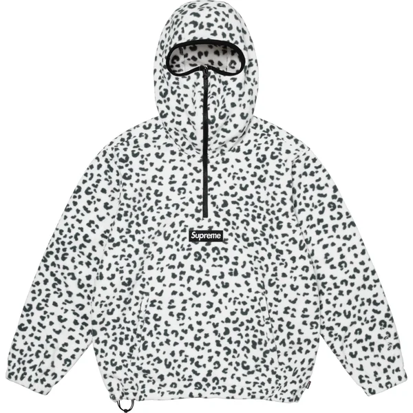 Supreme Polartec Facemask Half Zip Hooded Sweatshirt - Leopard (front)