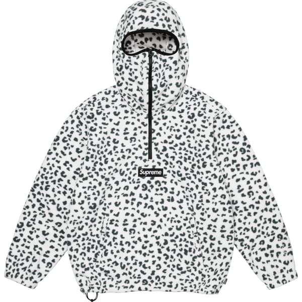 Supreme Polartec Facemask Half Zip Hooded Sweatshirt - Leopard (front)