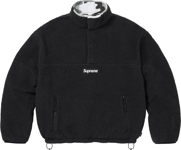 Supreme Polartec Shearling Reversible Pullover - Black (front)