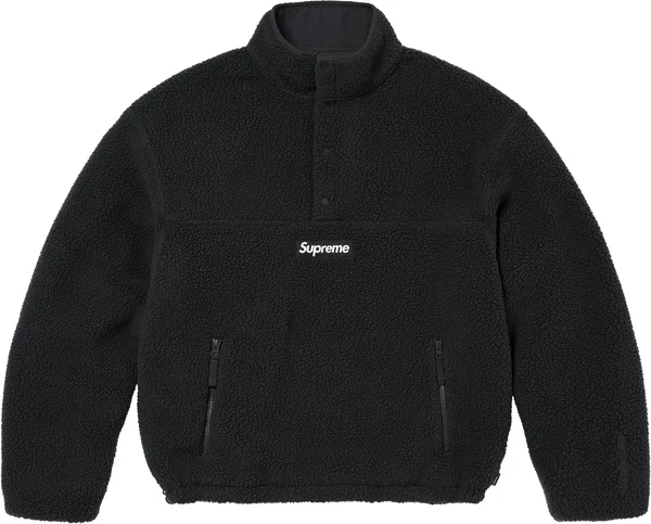 Supreme Polartec Shearling Reversible Pullover - Black (front)