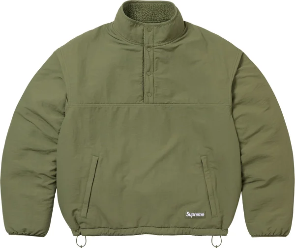 Supreme Polartec Shearling Reversible Pullover - Olive (front)