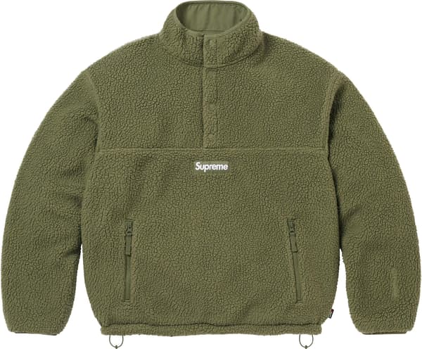Supreme Polartec Shearling Reversible Pullover - Olive (front)