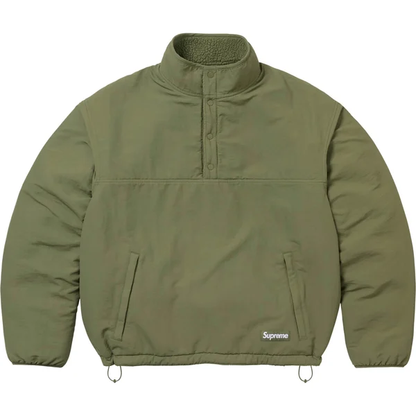 Supreme Polartec Shearling Reversible Pullover - Olive (front)